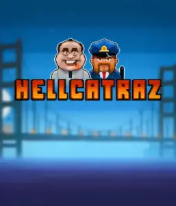 Explore the exciting world of Hellcatraz slot by Relax Gaming, showcasing a quirky prisoner and a guard with the infamous Alcatraz prison and San Francisco skyline in the background. This image depicts the fun and humor of an Alcatraz-inspired game, ideal for players looking for a unique slot experience, providing a captivating escape. 